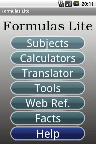 Formulas Lite - عکس برنامه موبایلی اندروید