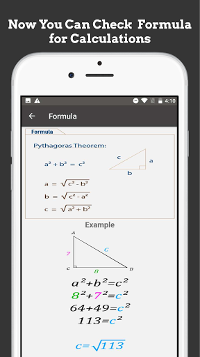 Pythagorean Theorem Calculator - عکس برنامه موبایلی اندروید