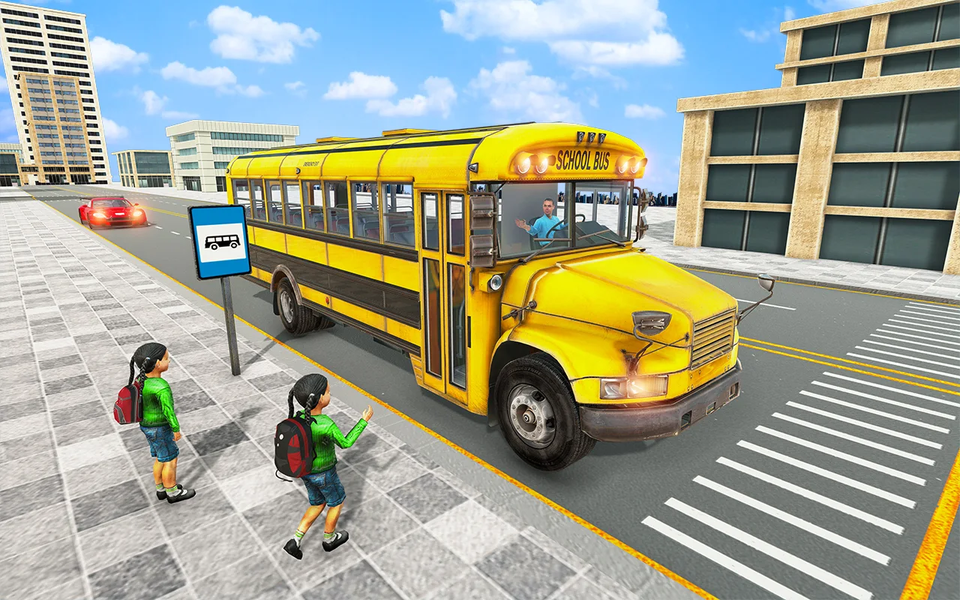 City School Bus Driving Sim:3D - Gameplay image of android game