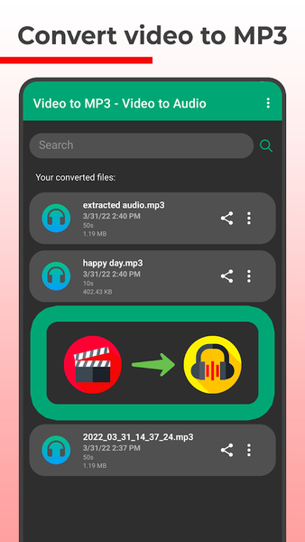 Video to MP3 / Video to Audio - Image screenshot of android app