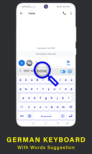 German Keyboard letters ä ö ü - Image screenshot of android app