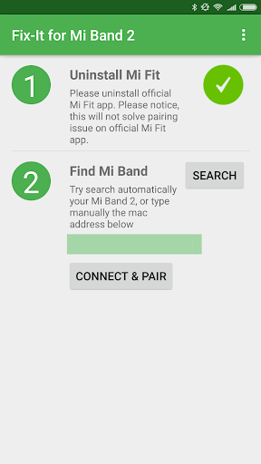 Fix-it for Mi Band 2 - Image screenshot of android app