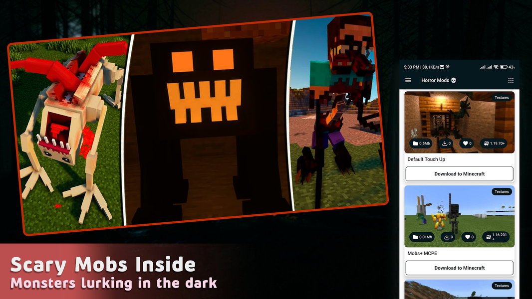 Horror Mods for Minecraft PE - عکس برنامه موبایلی اندروید