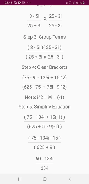 Complex Numbers Calculator - Image screenshot of android app