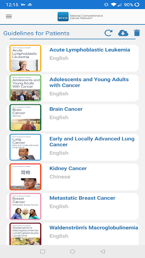 NCCN Patient Guides for Cancer - Image screenshot of android app