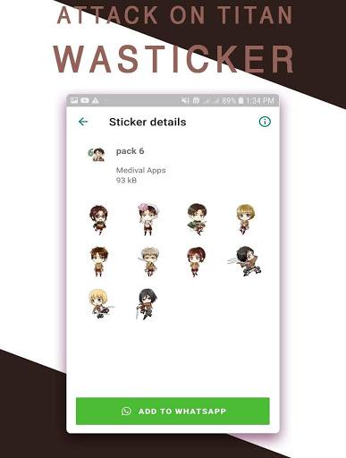 Attack On Titan (AOT) WASticker - Image screenshot of android app