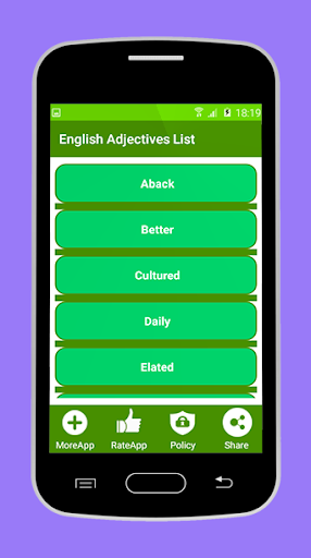 English Adjectives List - Image screenshot of android app