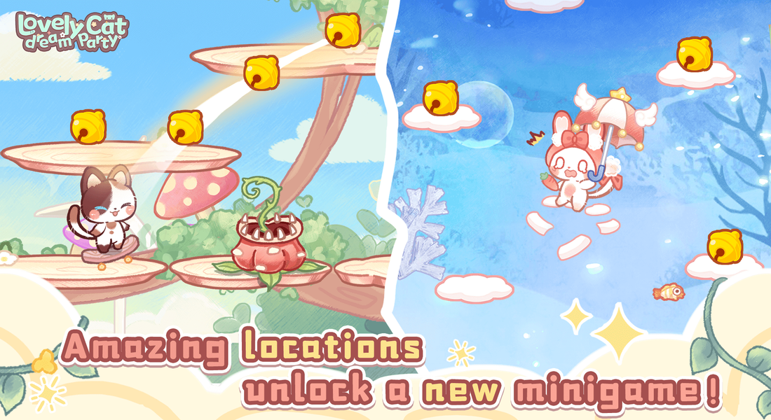 Lovely cat dream party - Gameplay image of android game