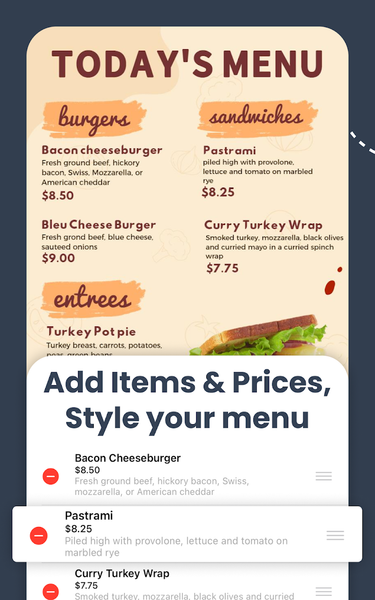 Menu Maker, Menu Templates - عکس برنامه موبایلی اندروید