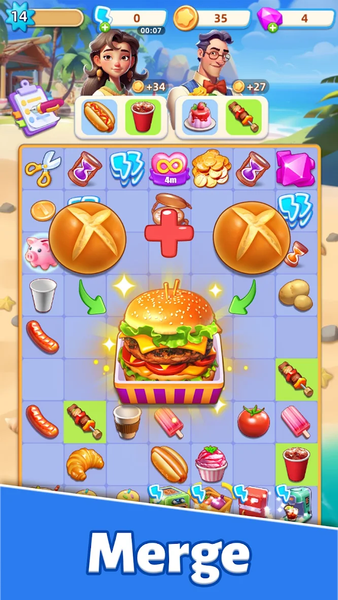 Merge Diner - Restaurant Games - Gameplay image of android game