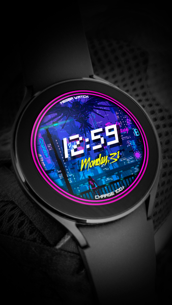 Pixel Cyberpunk Watch Face - Image screenshot of android app