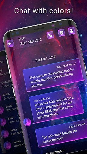 Neon led SMS Messenger theme - Image screenshot of android app