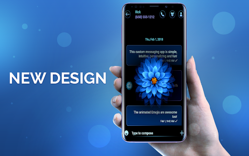 Blue Blossoms SMS Theme - Image screenshot of android app
