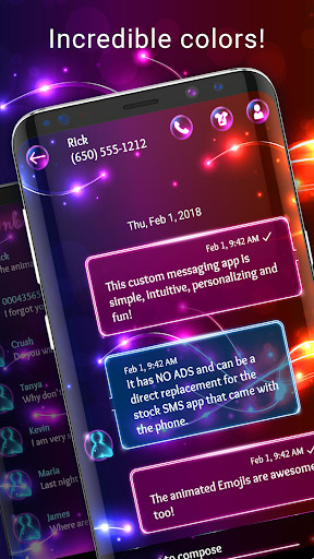 Neon light SMS theme - عکس برنامه موبایلی اندروید