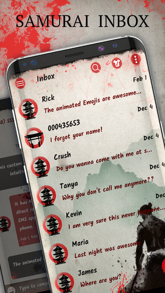 Samurai SMS theme - Image screenshot of android app