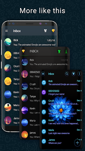 Dark SMS Messenger Theme - عکس برنامه موبایلی اندروید