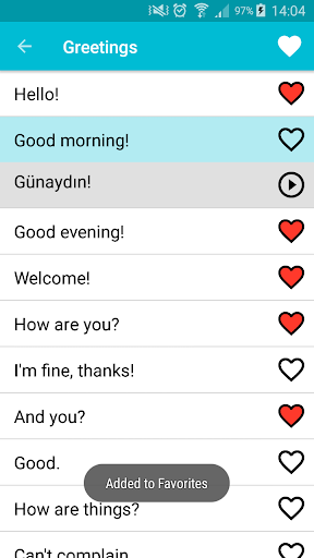 Learn Turkish - عکس برنامه موبایلی اندروید