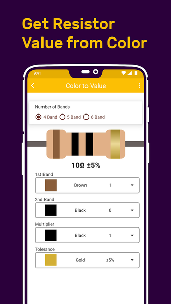 Resistor Color Code Calculator - Image screenshot of android app
