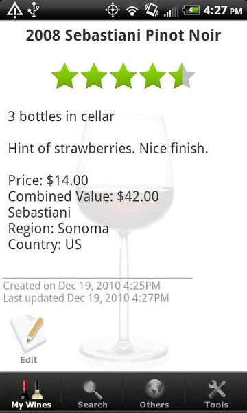 Wine - List, Ratings & Cellar - Image screenshot of android app