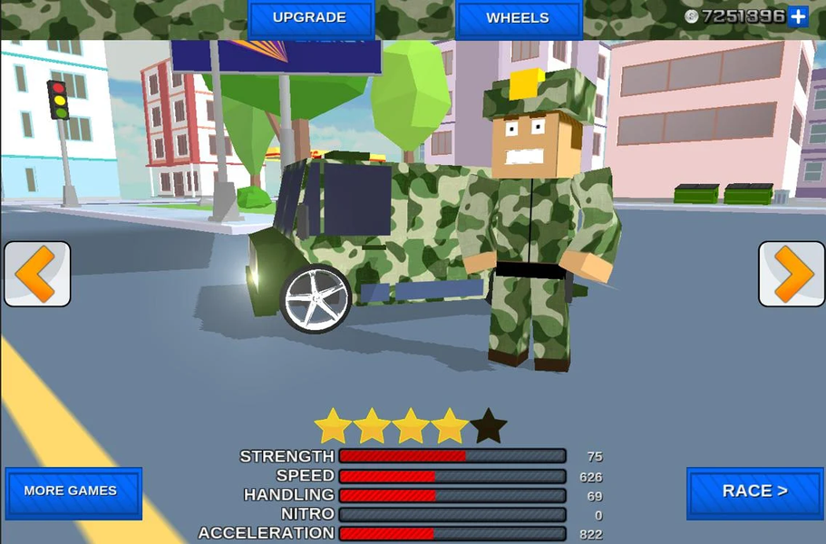 Blocky Army City Rush Racer - Gameplay image of android game