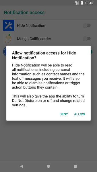 Hide Notification - Image screenshot of android app