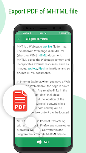 MHT/MHTML Viewer & PDF Convert - عکس برنامه موبایلی اندروید