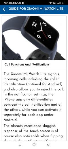 Guide For XIAOMI MI WATCH LITE - Image screenshot of android app