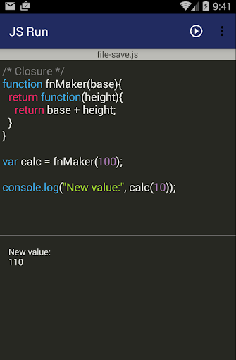 JS Run (Javascript editor and runner) - Image screenshot of android app