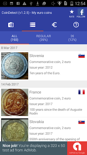 CoinDetect for euro collectors - Image screenshot of android app