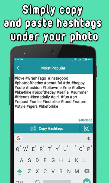 Hashtags for Instagram - عکس برنامه موبایلی اندروید