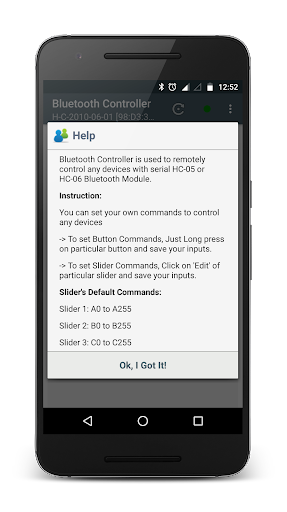 Bluetooth Controller HC-05 - Image screenshot of android app