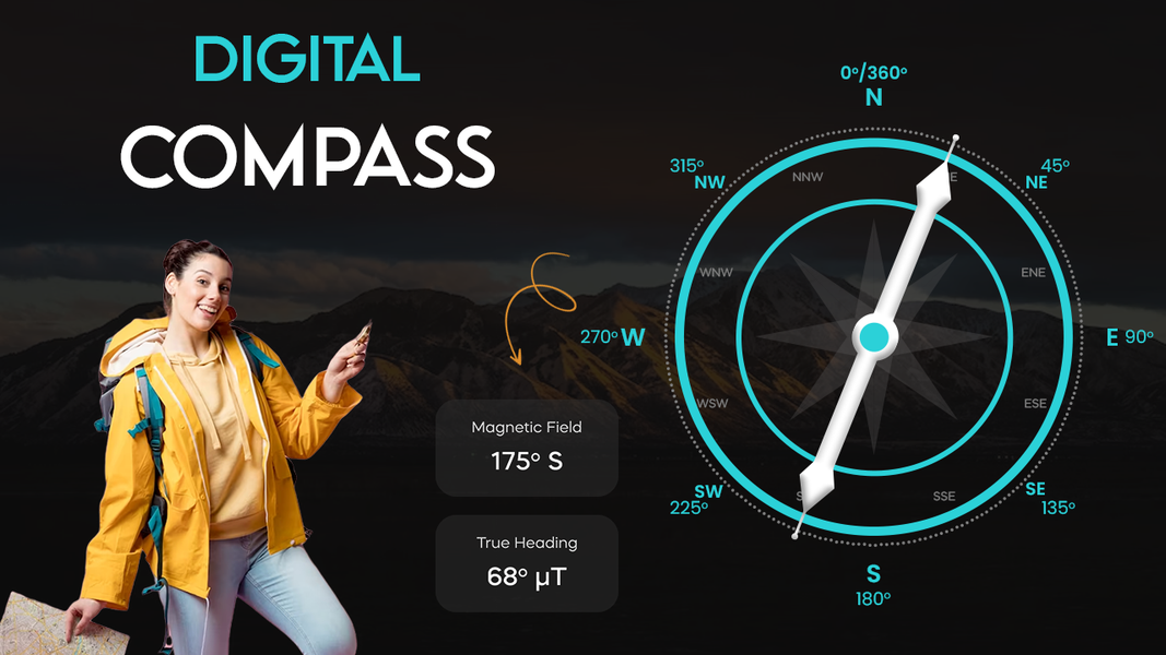 Digital Compass - عکس برنامه موبایلی اندروید