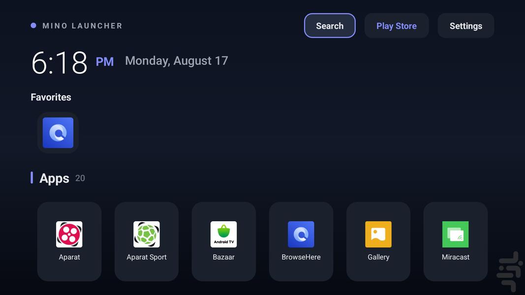 مینو لانچر Android TV - Image screenshot of android app