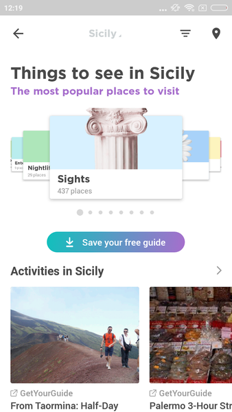 Sicilia Travel Guide in English with map - Image screenshot of android app