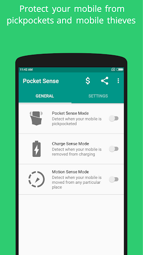Pocket Sense - Theft Alarm App - Image screenshot of android app