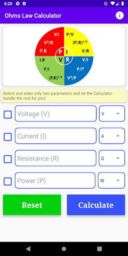 LED Resistor Calculator I V R - عکس برنامه موبایلی اندروید