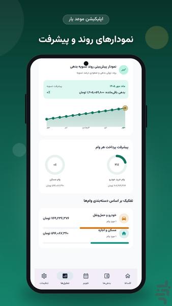 موعدیار — مدیریت اقساط، بدهی و چک - عکس برنامه موبایلی اندروید