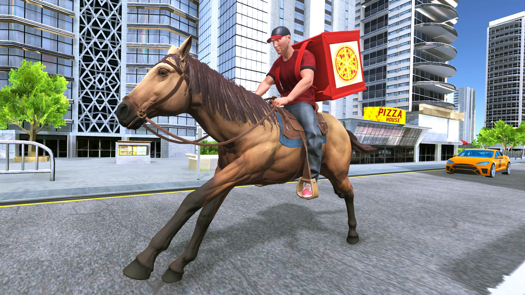 Mounted Horse Pizza Delivery - Gameplay image of android game