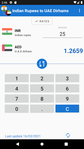Indian Rupee to UAE Dirham - عکس برنامه موبایلی اندروید