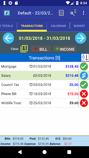 MoBill Budget and Reminder - Image screenshot of android app