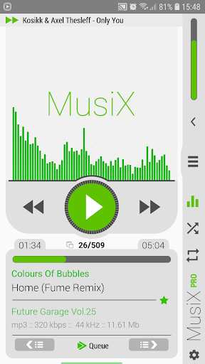 MusiX Material Light Green Skin for music player - Image screenshot of android app