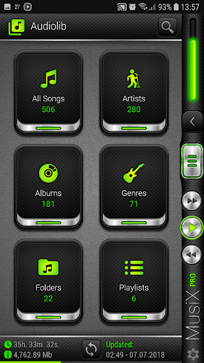 MusiX Hi-Fi Green Skin for music player - عکس برنامه موبایلی اندروید