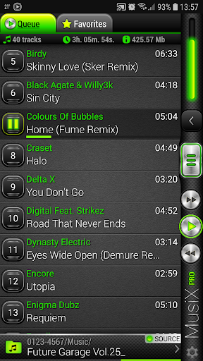 MusiX Hi-Fi Green Skin for music player - Image screenshot of android app