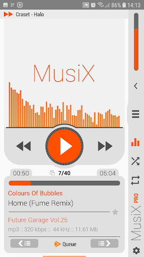 MusiX Material Light Orange Skin for music player - Image screenshot of android app