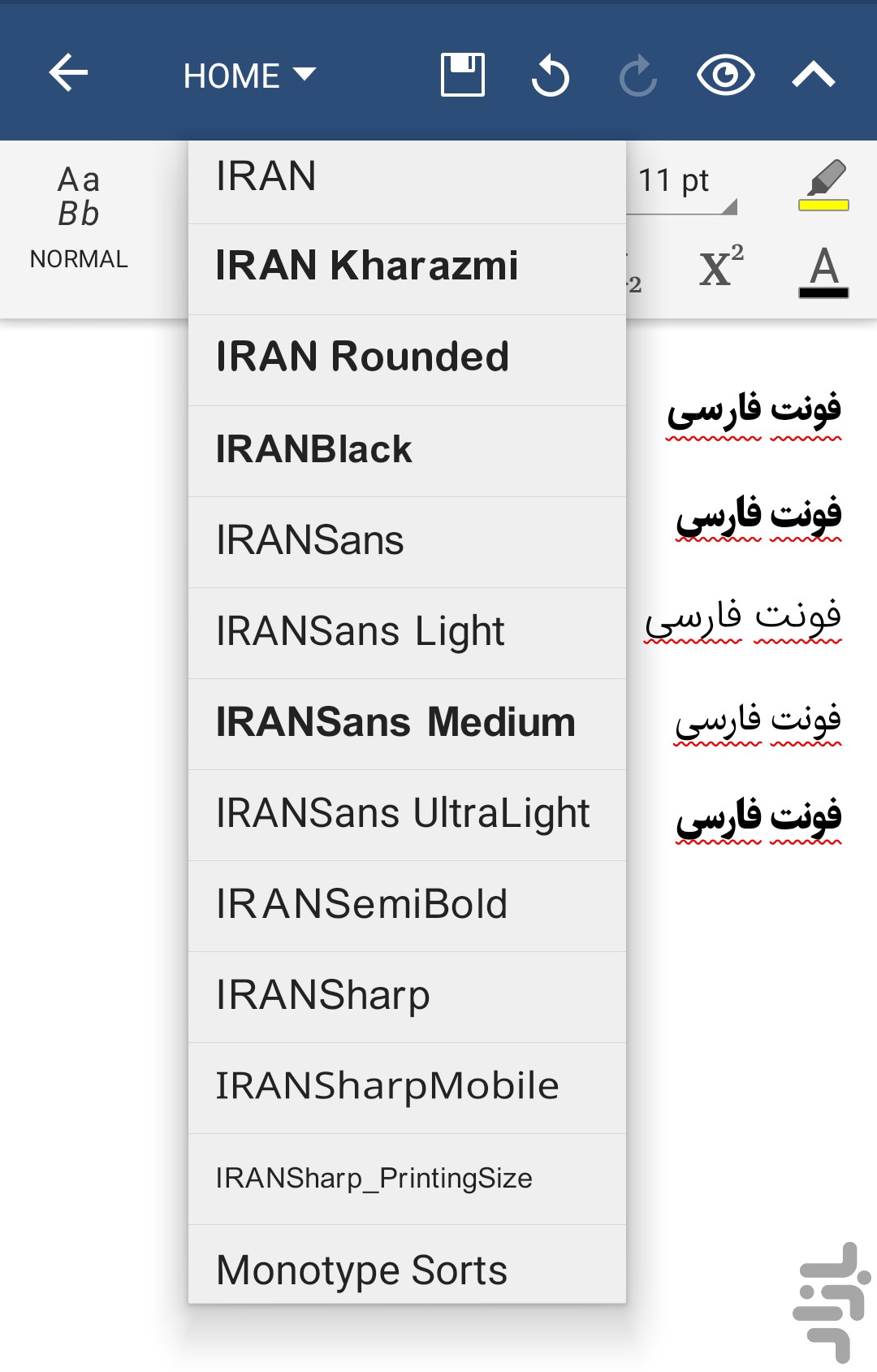 font farsi android