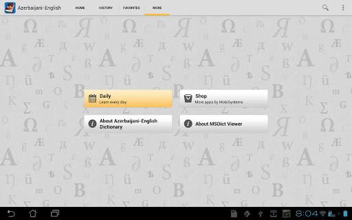 Azerbaijani<>English Dictionary - Image screenshot of android app