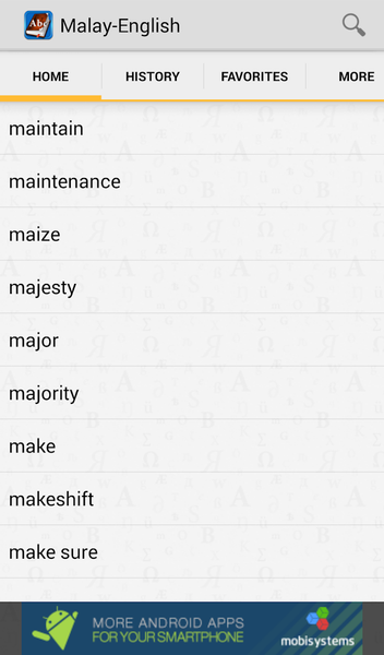 Malay<>English Dictionary - عکس برنامه موبایلی اندروید