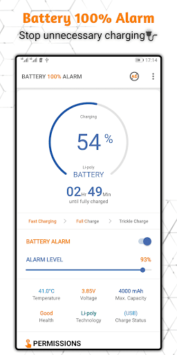 Battery 100% Alarm - Image screenshot of android app