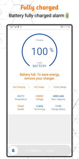 Battery 100% Alarm - Image screenshot of android app
