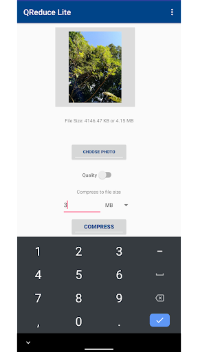 Compress image size in kb & mb - Image screenshot of android app
